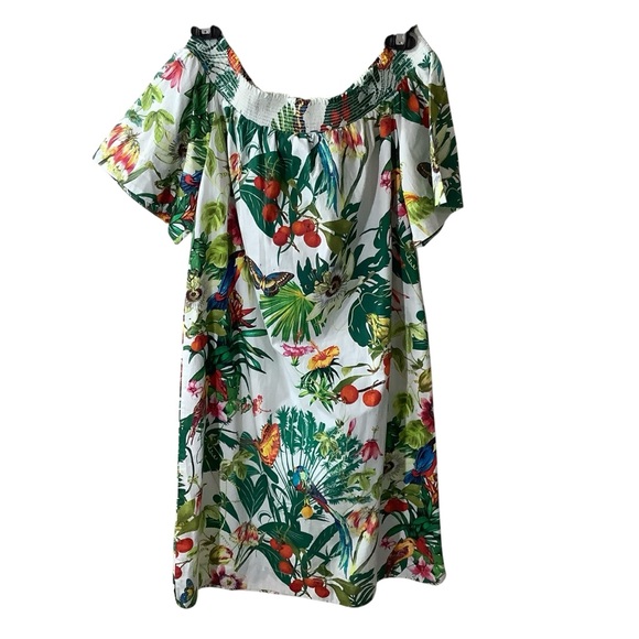 J. Crew Cotton Off Shoulder Tropical Mini Dress - Picture 2 of 5